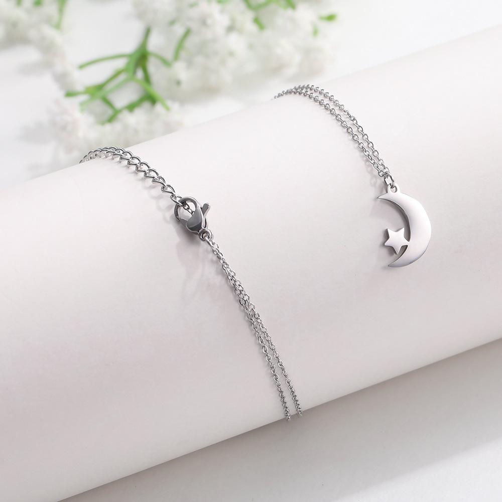 

Ожерелье из нержавеющей стали с подвеской в виде полумесяца и звезды, женское украшение на день рождения, милый модный аксессуар