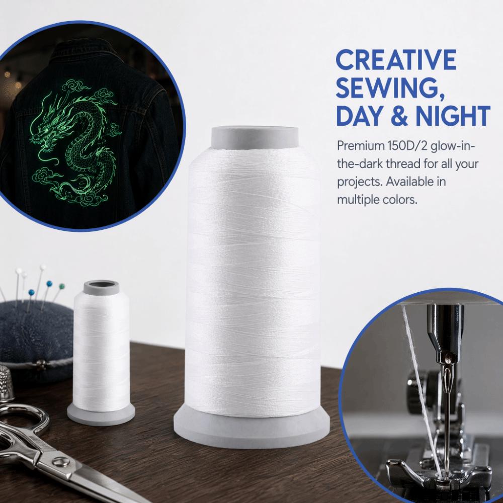 Glow Effect Glow In The Dark Thread Spool Wound Hand Sewing Thread  For Textiles