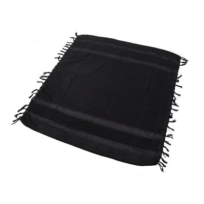 Cotton Desert Scarf Wrap with Tassels Fashionable Soft Thicken Black Head Scarf for Cycling Climbing Outdoor