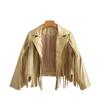 Veste en cuir à franges pour femme automne 2023 mode urbaine