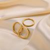 Women's 3PCS Set Stainless Steel Ring, Gold Color Plating 2mm Slim Plain Finger Band Rings, Trendy Stacked Jewelry for Party