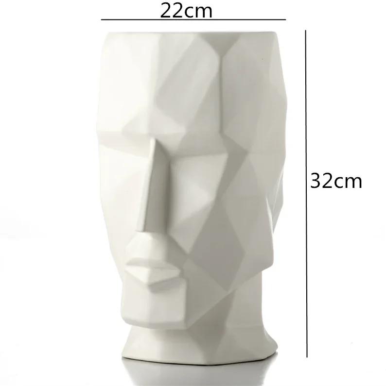 Nordic Ceramics Vase Geometric Origami Abstract Golden Human Head Vases Flower Arrangement Crafts Figurines Home Decoration