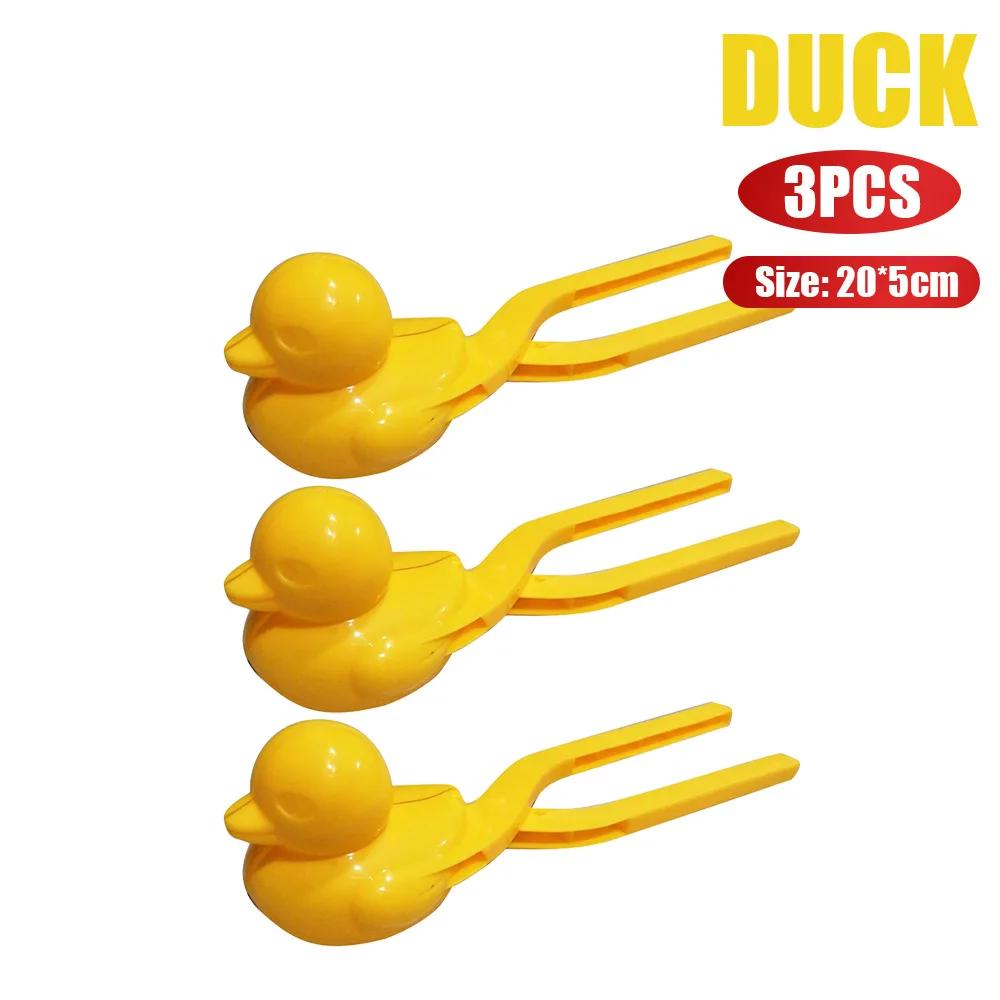 5Pcs Duck Shaped Snowball Maker Clip Children Outdoor Plastic Winter Snow Sand Making Mould Tool for Kids Fight Fun Sports Toys