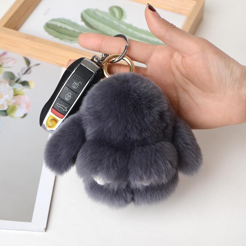 10CM Mini Fluffy Real Fur Pompon Bunny Women Girls Cute Plush Rabbit On Bag Jewelry Wedding Party Toy Kid Gift Bag Charm