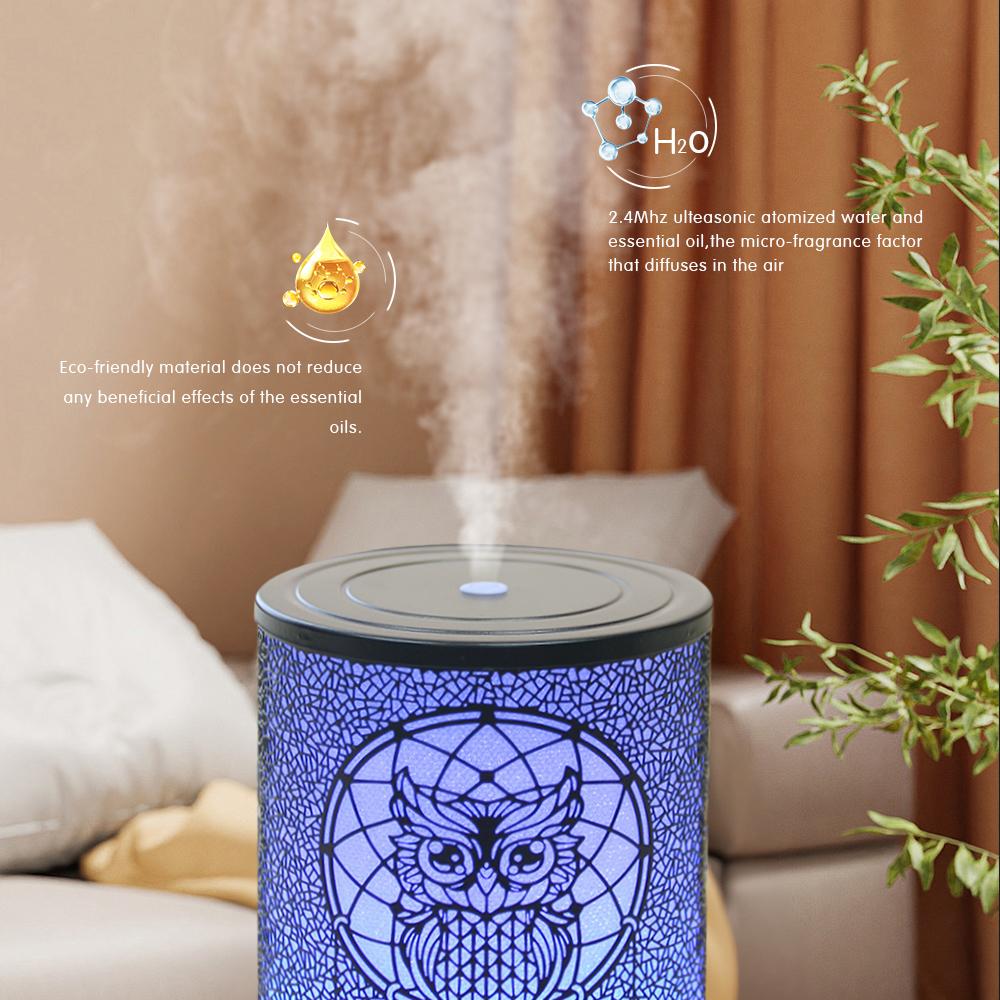 100ml Owl Essential Oil Diffuser 1/2 Hours Timing Function Ultrasonic Air Humidifier Aroma Diffuser with Colorful LED Lights