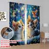 2pcs,2D Plane Printing Popular Curtains Enchanted Kittens Polyester Fabric (without Rod) Festive Perfect for Living Room,