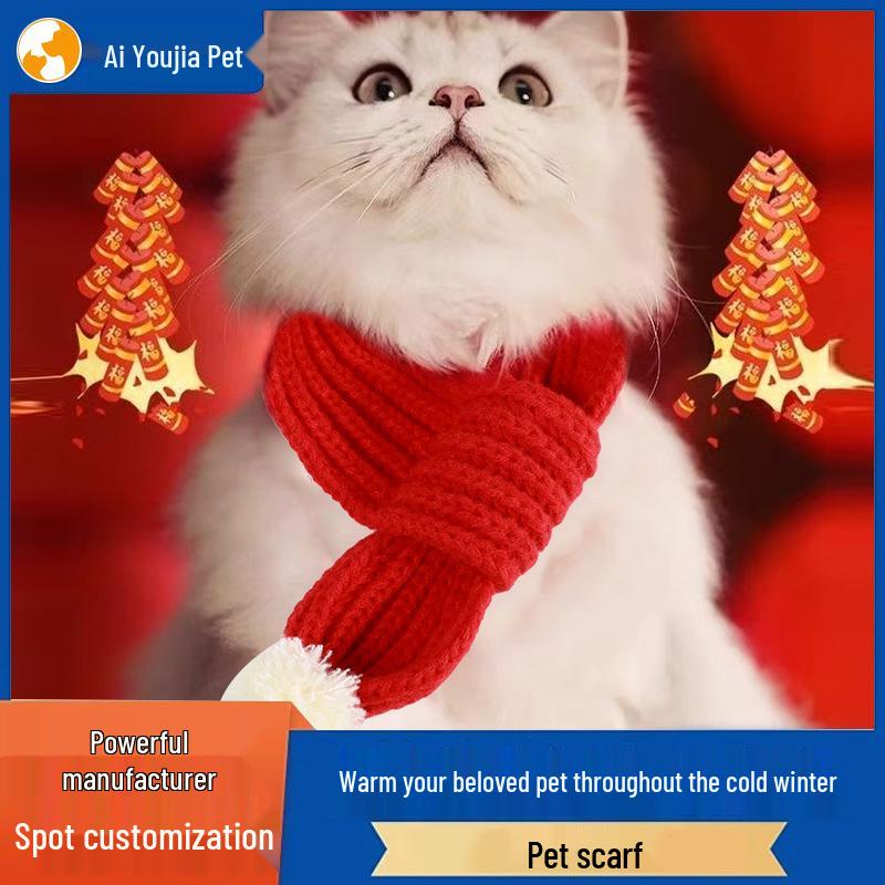 Christmas Pet Scarf: Teddy Bear, Panda & Cat Designs - Korean Style, Autumn/Winter Warm Triangle Neck Scarf