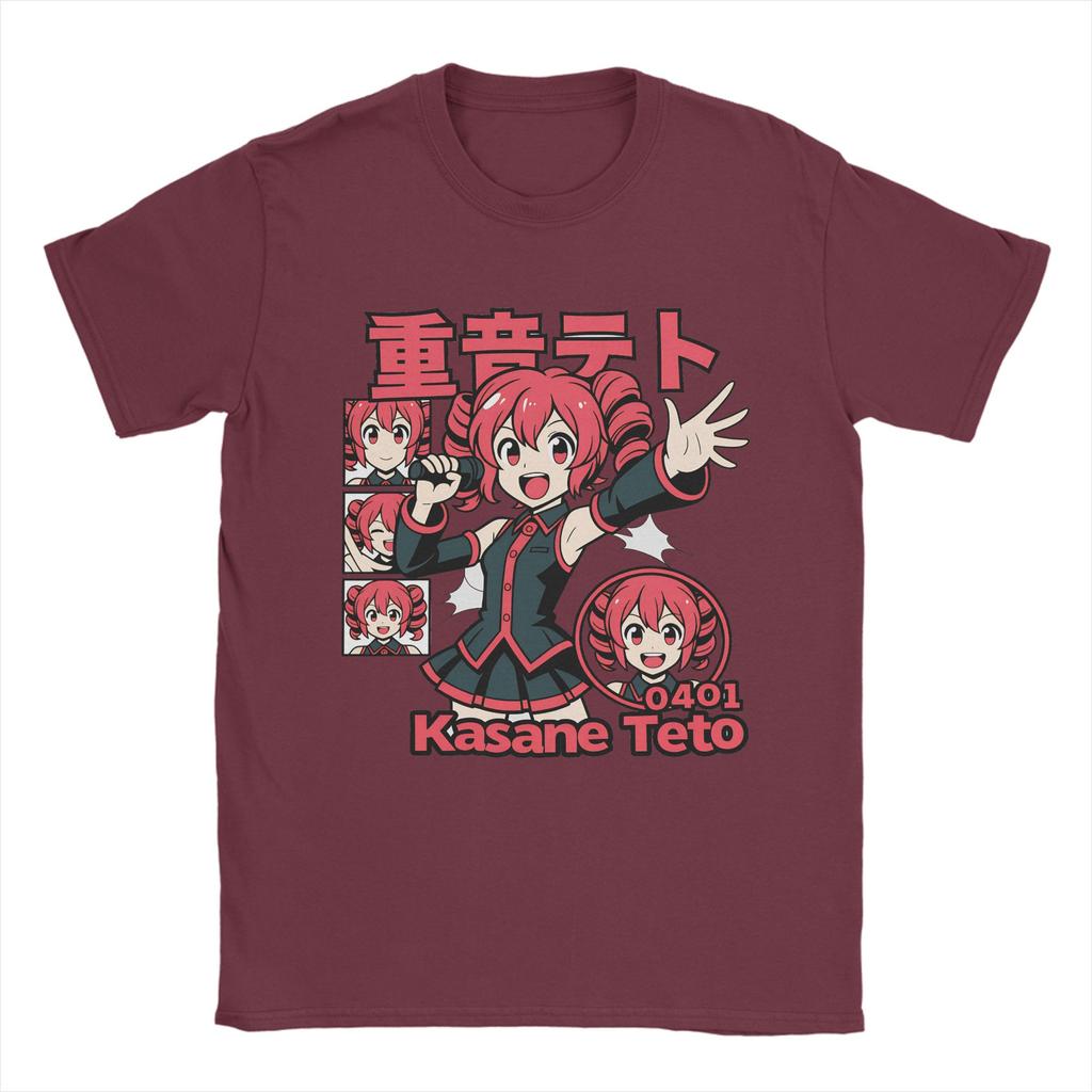 Kasane Teto Anime T-Shirt Sommer Baumwoll-T-Shirts Für Männer Trendiger Print T-Shirt Kurzarm Vintage T-Shirts