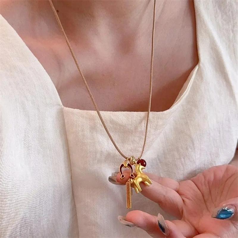 New Arrive Pony Long Necklace Light Luxury Design Versatile Accessory for Women Gift For Birthday Choker Chain