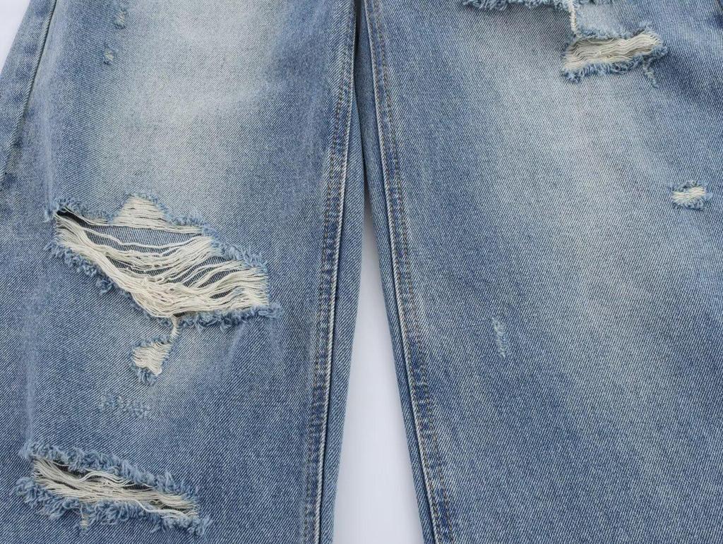2025 Spring Women's Fashion Cotton Loose Ripped Straight Leg Jeans for a Slimming Look