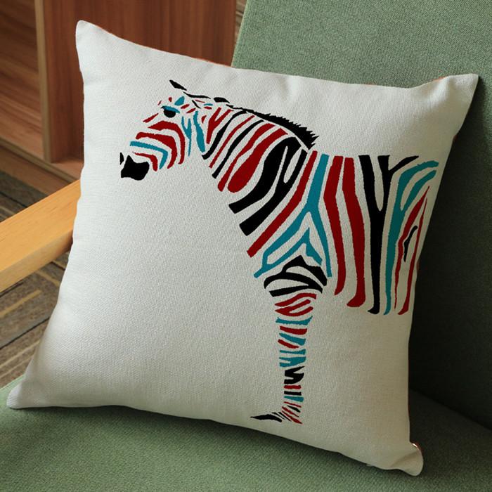 Wild Animal Style Decorative Cushion Cover African Zebra Elephant Giraffe Cotton Linen Square Throw Pillowcase Cojines 45X45Cm