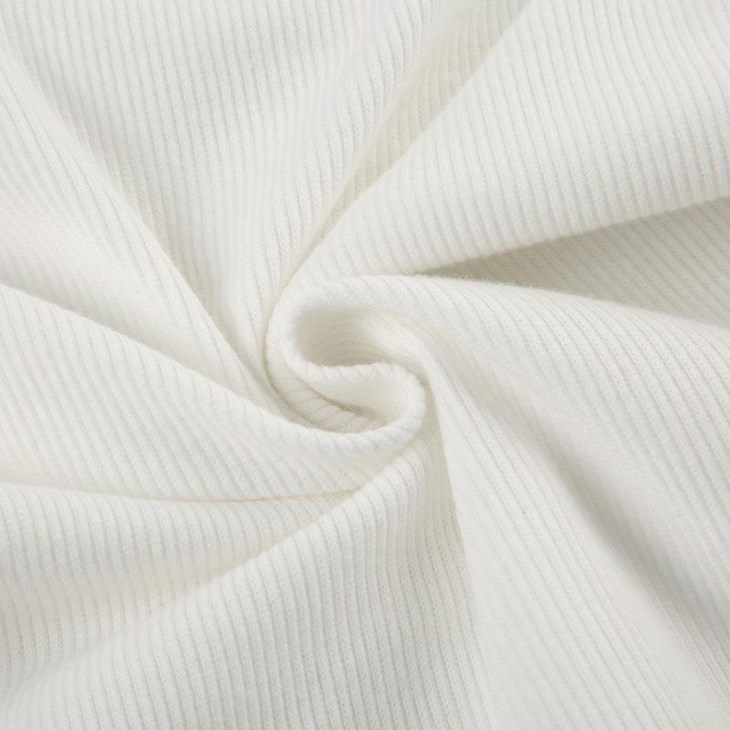 Dámský krajkový límec kolizní kravata mašle dívčí slim zeštíhlující pletený top peplum bublinkový krátký rukáv tričko