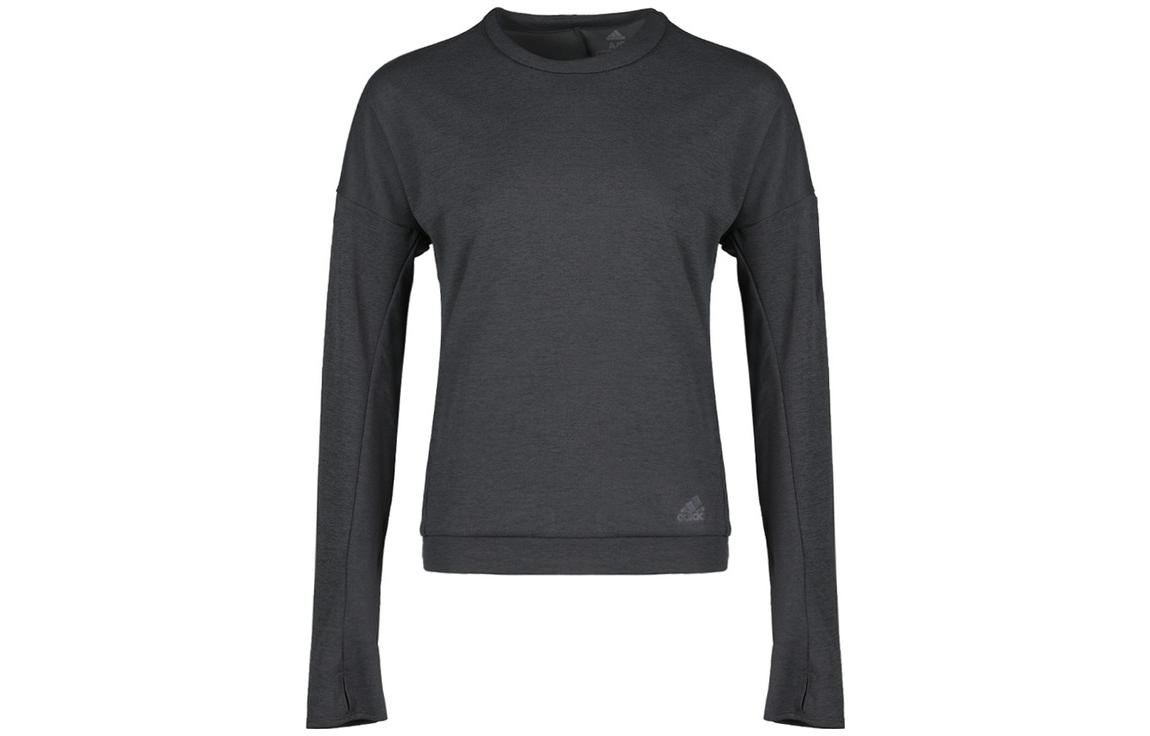 Adidas T Shirts Women s Dark Gray Crew Neck Thickened Straight Fit DQ1923 M