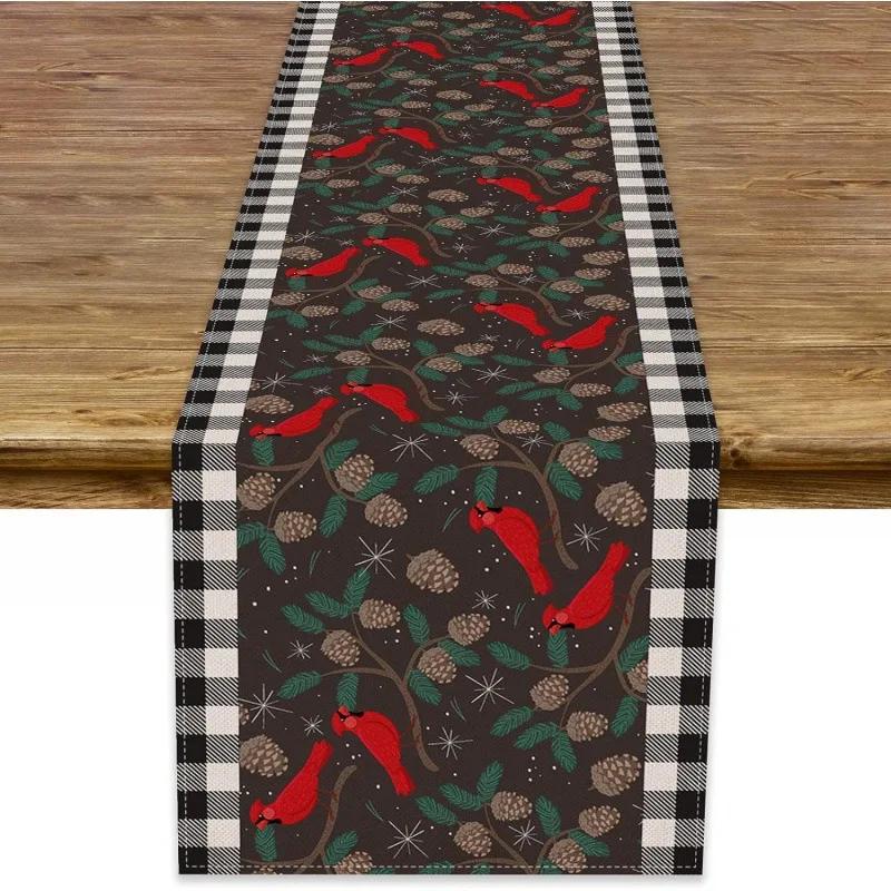 Christmas Table Runner Merry Christmas Decorations for Home 2024 Cristmas Table Flag Cover Navidad Noel Gift New Year Tablecloth