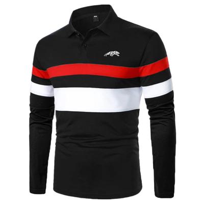 Spring Autumn Men Long Sleeve Casual Polo Shirt , Men Spell Color Golf Polo Shirt .