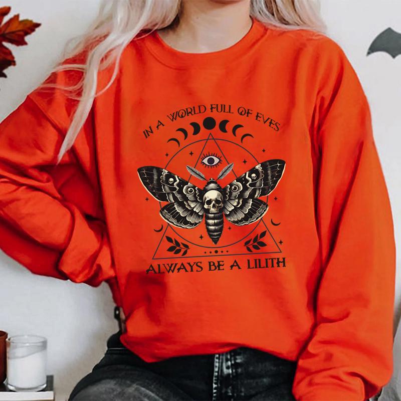 In A World Full Of Eves Always Be A Lilith Sweatshirts For Women Crew Neck Pullovers Casual Long Sleeves Halloween Sweatshirts