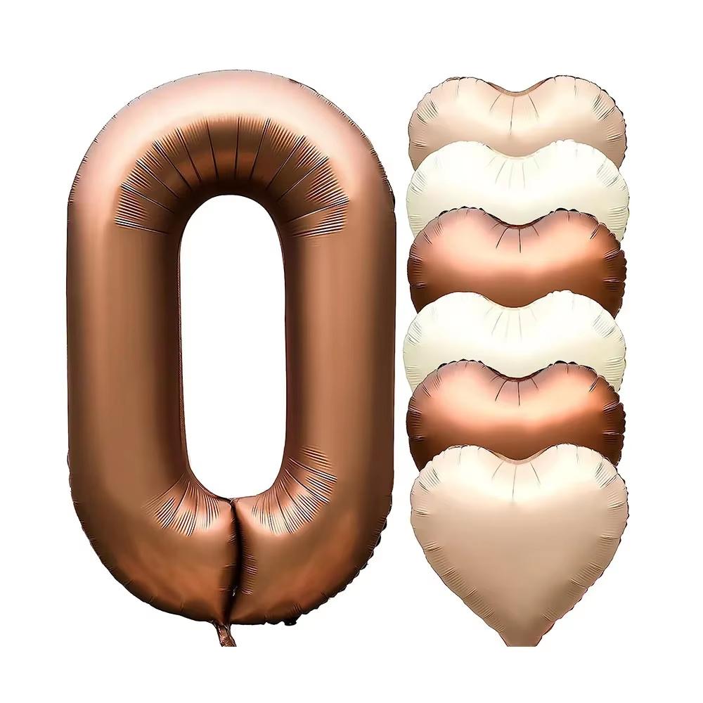 7pcs 32inch Number Balloons Set Helium Balloon with Big Heart Balloons for Girl and Boy 9th Year Old Birthday Party Decorations