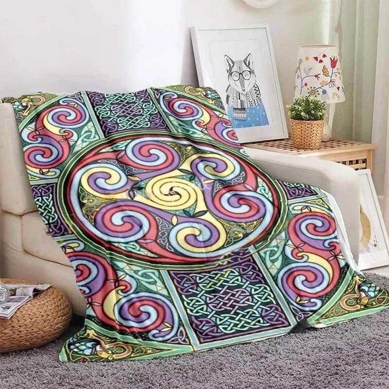 Eule keltisch-wikingerfarbene Decke Lebensbaum wiccanische Flanelldecke weiche warme Decke Sofa Bett Stuhl Dekoration für Familie Camping Geschenke
