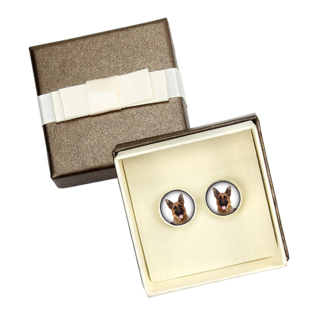 German Shepherd Dog, Alsatian Wolf Dog - cufflinks in a box, handmade jewelry, product of the Art-Dog brand