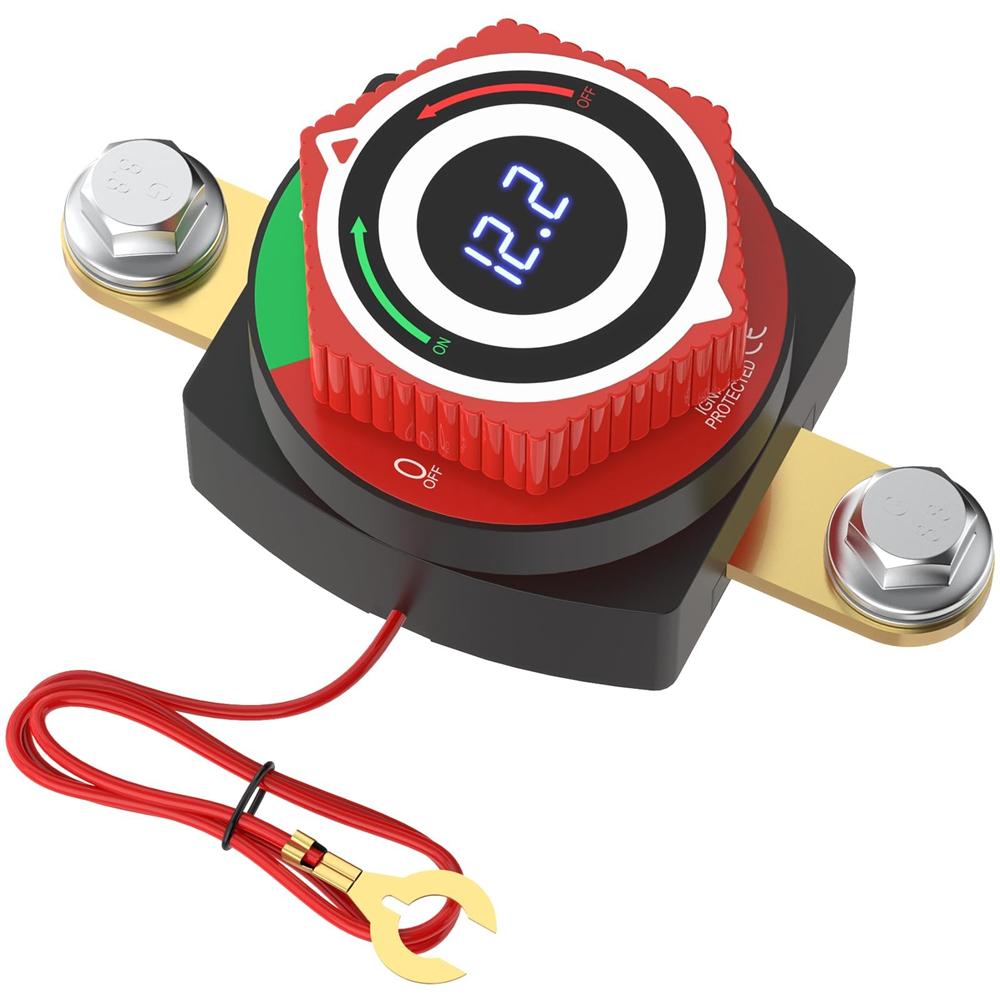 Side Post Battery Disconnect Switch 12V with LED Voltmeter