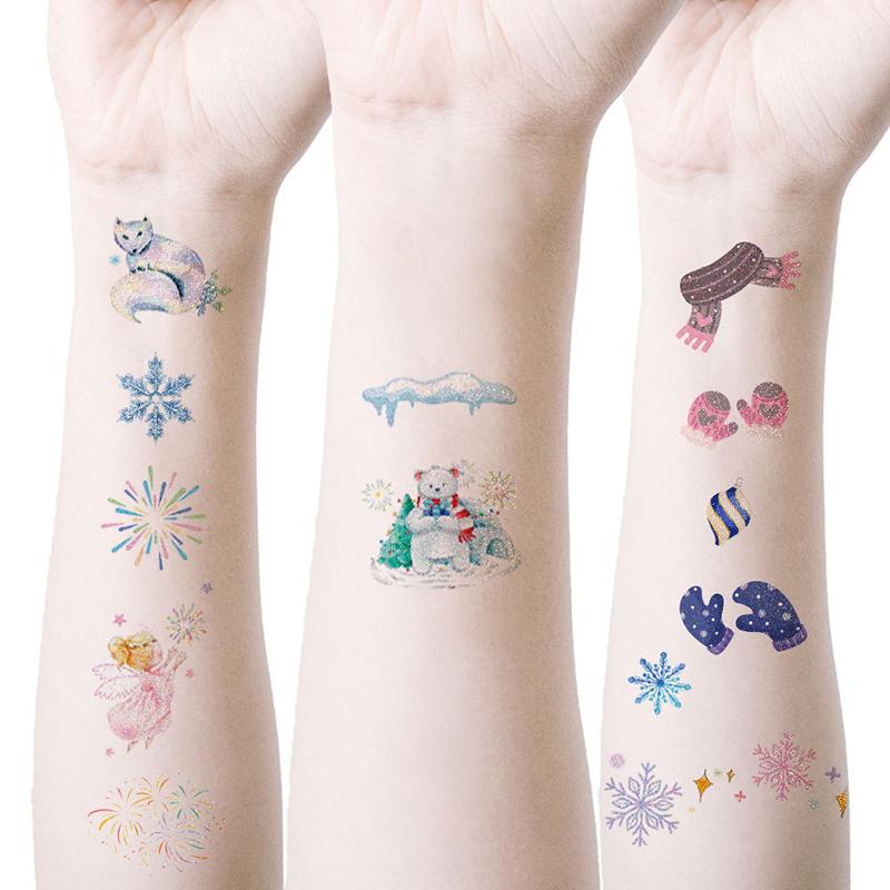 

Мультяшная рождественская татуировка наклейка Снежинка Санта водонепроницаемая временная поддельная наклейка на лицо рука детские татуировки для детей as the picture