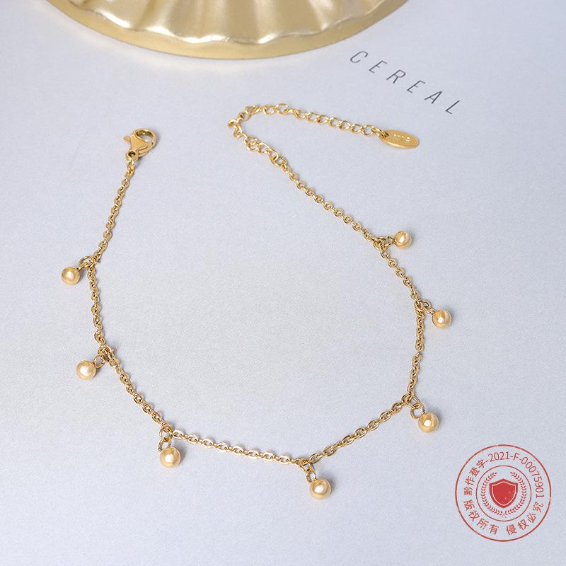 Elegant Round Bead Anklet In 18k Gold Titanium Steel - Women's Fashion Jewelry S080