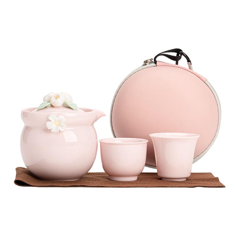 Handmade Ceramic Travel Tea Set with Storage Bag