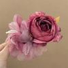 1Pcs Rose Pink Threedimensional Flower Hair Clip Fairy Gentle Styling Hair Accessories Dating Parties Daily Wear Decoration Clip
