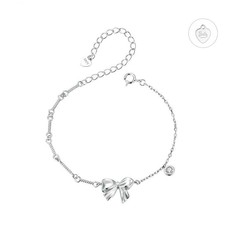 Barbie [Original design] Cute bow, elegant temperament, ins fan sweet decoration, 925 silver zircon bracelet, women's style ZJYSL-YS-017