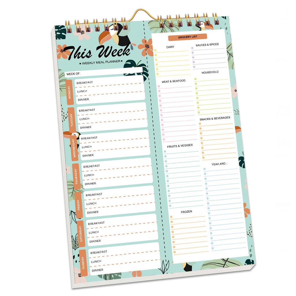 Breakfast Lunch Dinner Weekly Meal Planner With Shopping List 52 Sheets Meal Planner Hanging Food Menu For Health Life-style