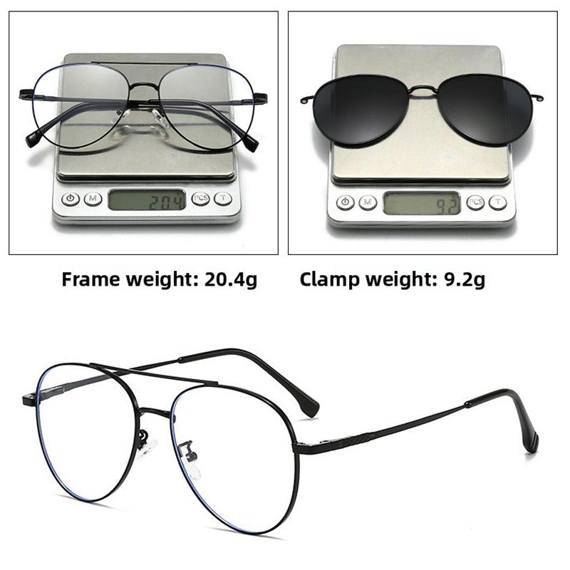 3 In 1 Magnetic Sleeve Glasses Versatile Myopia Glasses Elliptical Frame Polarized Sunglasses Two-In-One Clip-On Sunglasses