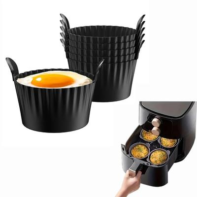 1/3/6PCS Air Fryer Egg Poacher Cups Cake Muffins Cupcakes Moulds Silicone Basket Baking Custard Pie Desserts Egg Poaching Maker