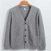 Knitted Sweater Cardigan Men Autumn Solid Casual Man Clothes Korean Fashion 80% Cotton V-Neck Collar Sweater Men