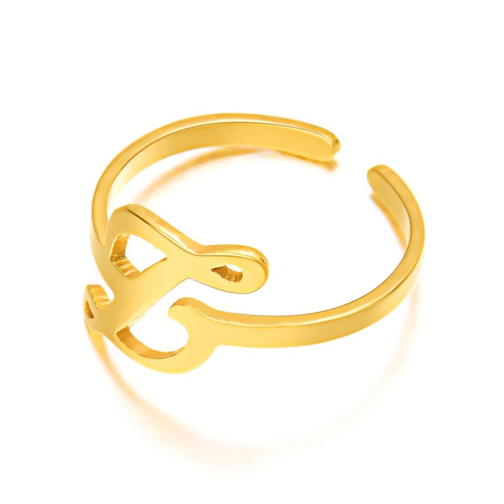 Initial Letter Rings for Women Gold Color Stainless Steel A-Z Letter Adjustable Ring Aesthetic Wedding Christmas Jewelry Gift