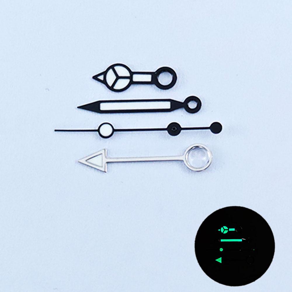 GMT NH34 Watch Hands Black 4Pins Fit NH34A Movement Blue Green Luminous Pointers Gmt-Needles Mod for Seiko Mod Parts
