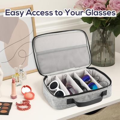 Glasses Case Multiple Pairs Storage Box Sunglasses Organizer Adjustable Slot Sunglasses Case Multi-Use Convenience