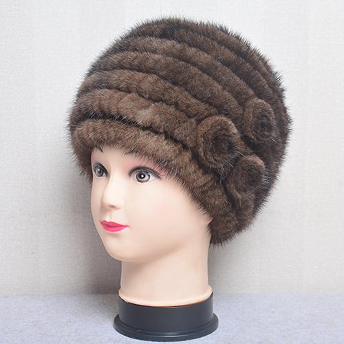 Russian Mink Fur Winter Fur Hat For Women Luxury Women's Real Mink Fur Knit Cap Headgear Winter Warm Brand Beanies Bomber Hat