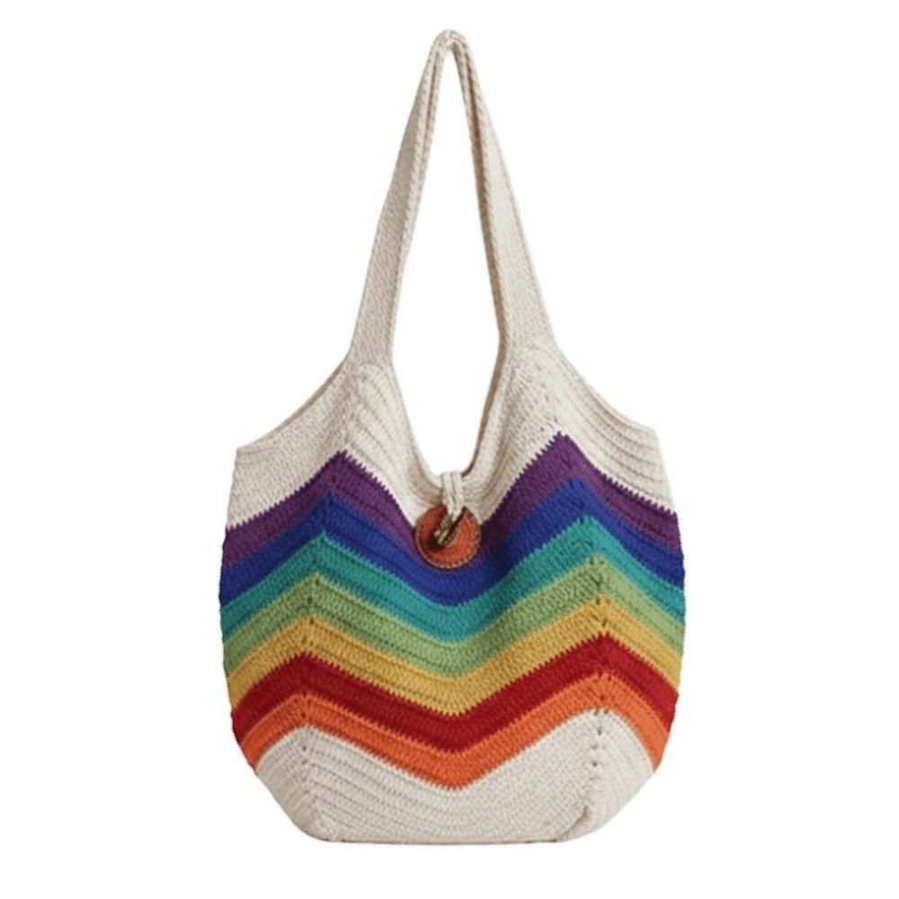 Breathable Crochet Shoulder Bag Large Capacity Seaside Vacation Handbag Knitted Tote Bag  Female