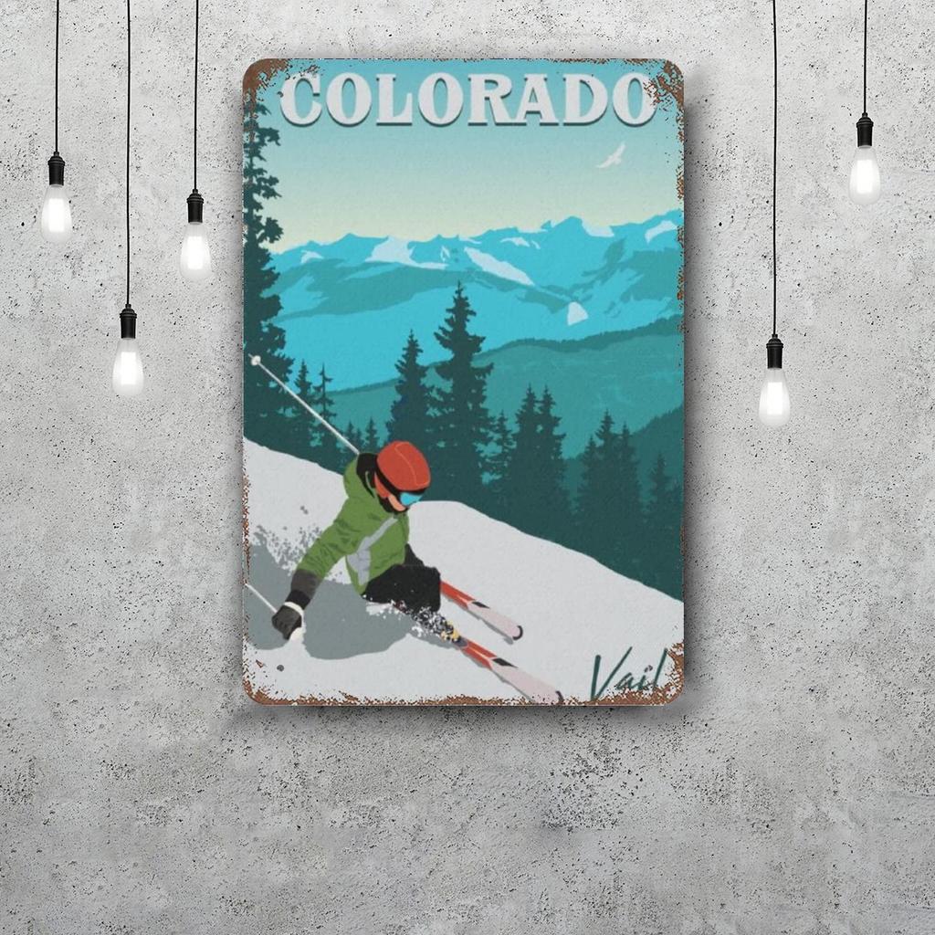 ski Classic Poster Rusty Metal Plaque Retro Decorative Plate Bar Man Cave Garage Club Metal Sign Wall Decoration