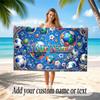 Soccer Theme Beach Towel Personalized Custom Name & Text Soft Quick Dry Beach Towel for Swimming Travel