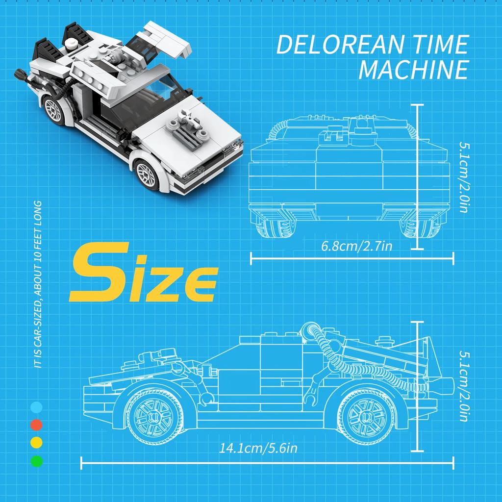 Non-Toxic Moc New Back To The Future Time Machine Car Building Blocks Set Deloreaned Speed Vehicle Bricks Kid Toys For Children Gifts