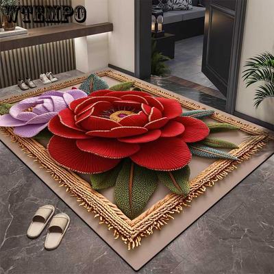 3D Blumen Teppich Eingangstürmatte Badezimmer Saugfähige Fußmatte Rutschfeste Fußmatte