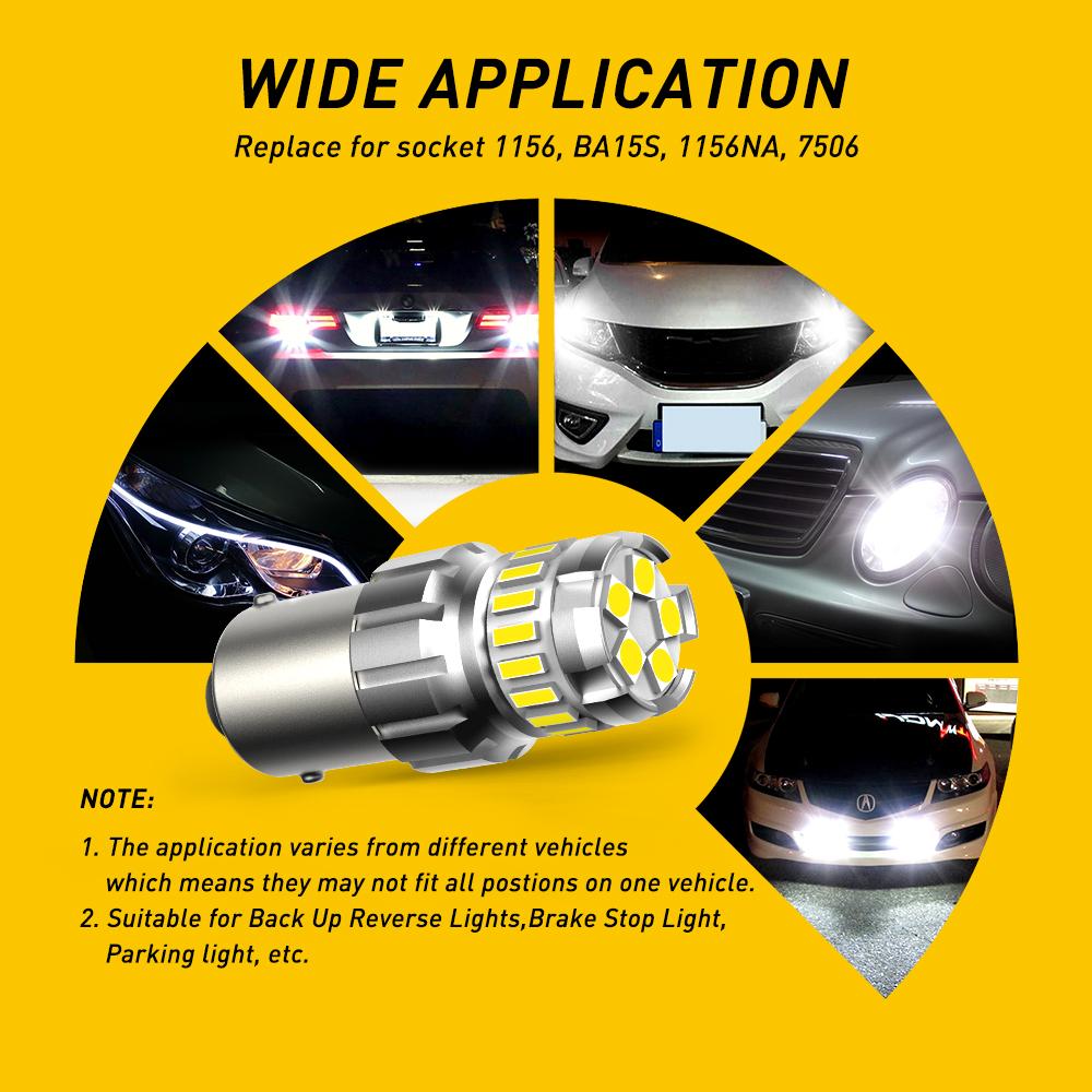 AUXITO P21W BA15S LED Bulb Canbus 1156 BAY15D 1157 P21/5W LED Car Lights 6500K White Super Bright Brake Lights Reverse Lamp DRL