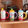 Winter 600ML Vacuum Cup With Handle 316 Stainless Steel Thermal Bottle Lid Straw Insulated Cup Office Workers