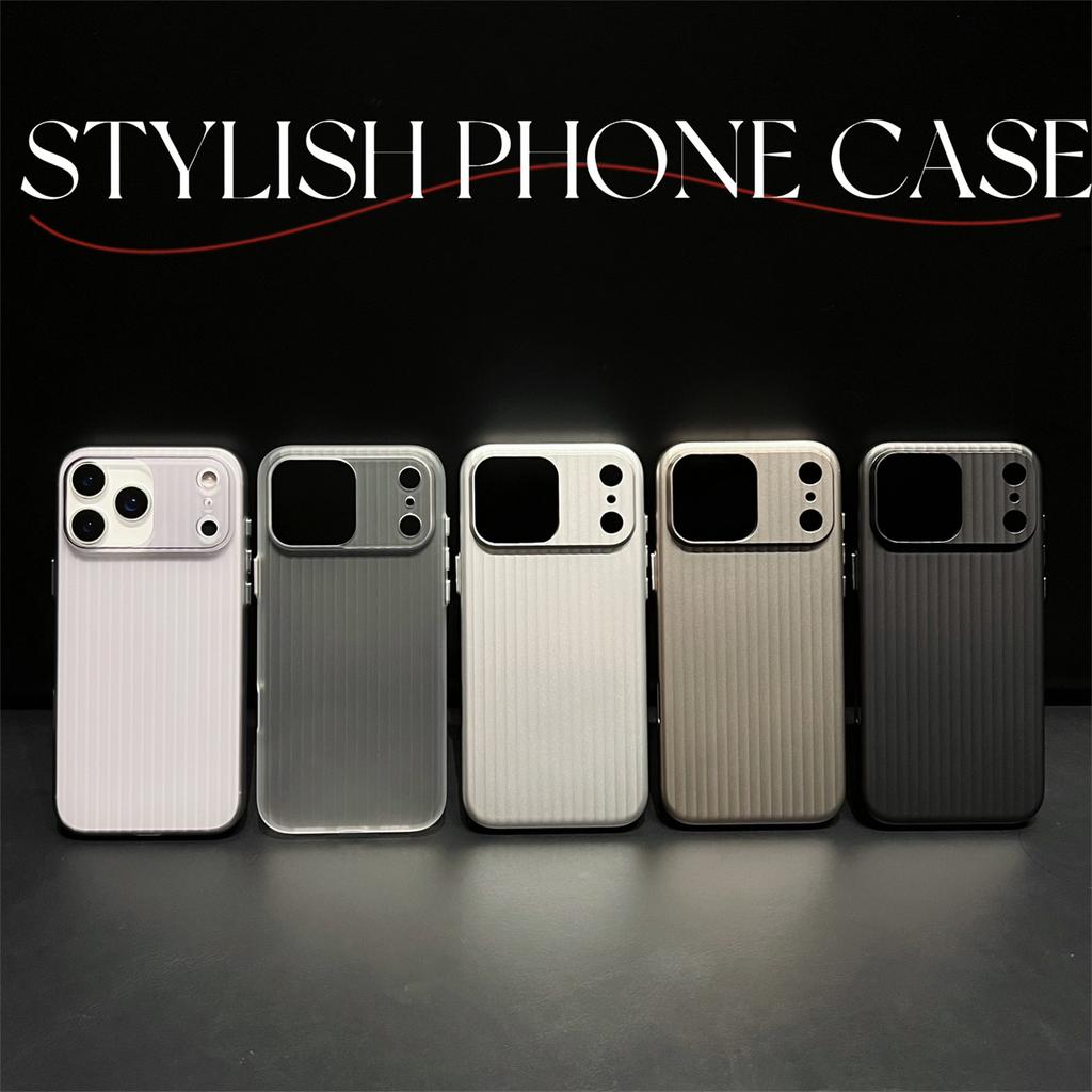 For iPhone 17 Pro Max PC Phone Case Corrugated Textured Protective Back Cover