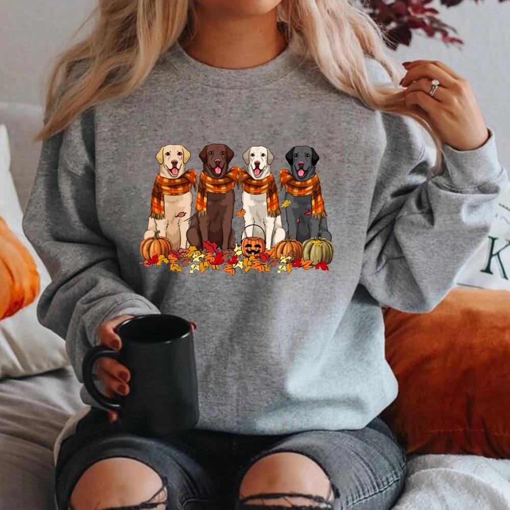Labrador Retriever Thankgiving Dog Sweatshirt Fall Dog Hoodie Dog Lover Gift Women Crewneck Sweatshirt Thanksgiving Pumpkin Tops