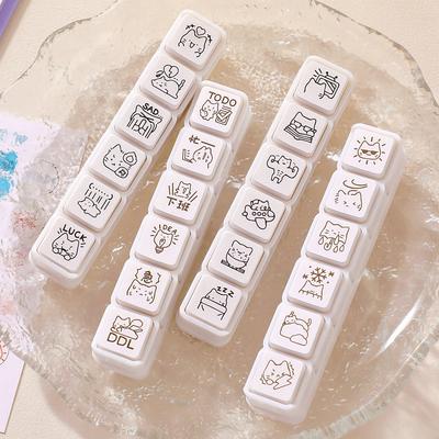 Kreativität Niedliche Katzen-Serie Sechs Couplets Siegel Spaß Cartoon-Katzen-Design Stempel für Bastelarbeiten und Scrapbooking Dekorationen Stempeln