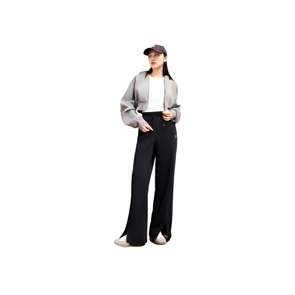 Anta Comfortable Solid Color Lace-Up Casual Pants Women bottoms Black 962448303-2