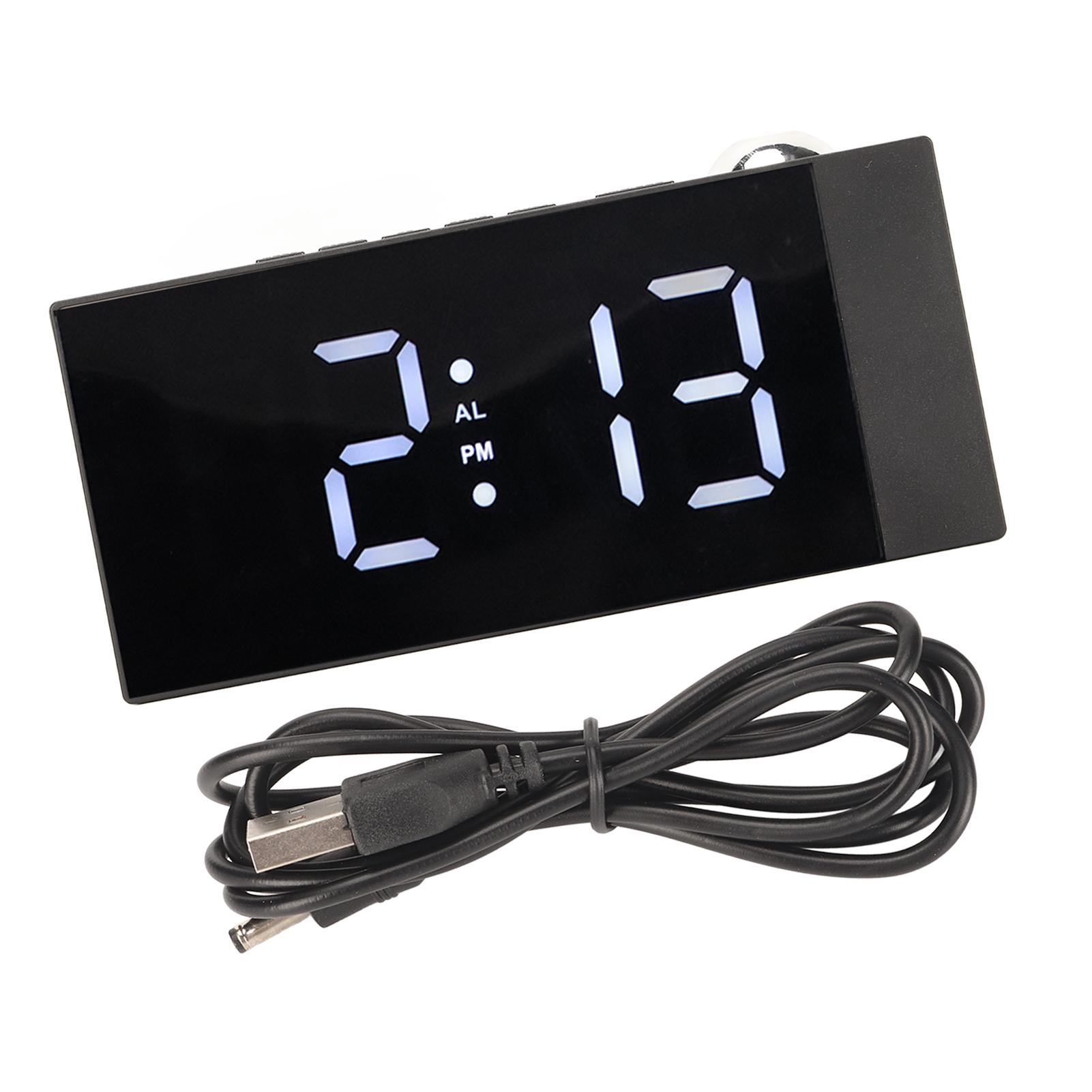 

Проекционные цифровые часы-будильник с поворотом на 180 градусов, регулировкой яркости, USB-зарядкой, светодиодным будильником белый