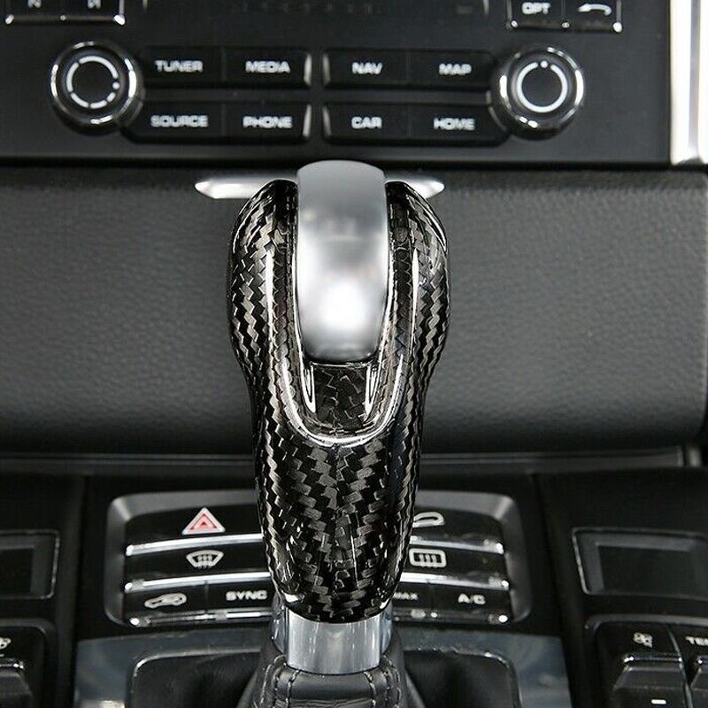 Carbon Fiber Gear Shift Knob Cover Trim Fit For Porsche Macan Panamera 718 911 Boxster Cayenne Cayman